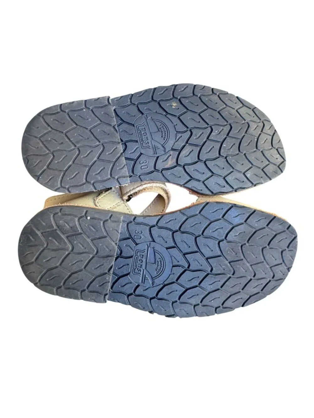 Pons Avarca Kids Leather Sandals Size EU 30 US 12 Beige Hook Loop Spain Shoes